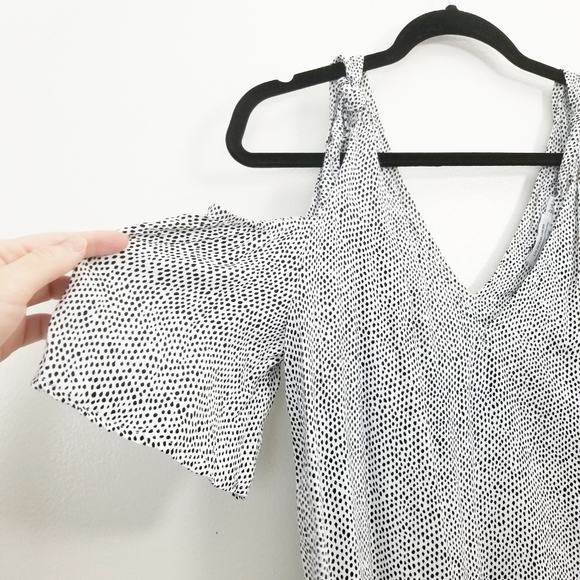 & Other Stories Cold Shoulder Knot Tie Shift Dress Polka Dot 8 Medium - Picture 3 of 7